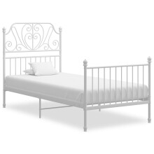 vidaXL Bed Frame White Metal Home 90x200 cm Bedroom Furniture Unit Bedstead