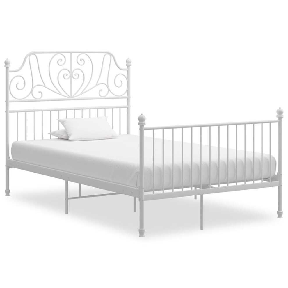 Vidaxl Bed Frame White Metal Home 120X200 Cm Bedroom Furniture Unit Bedstead