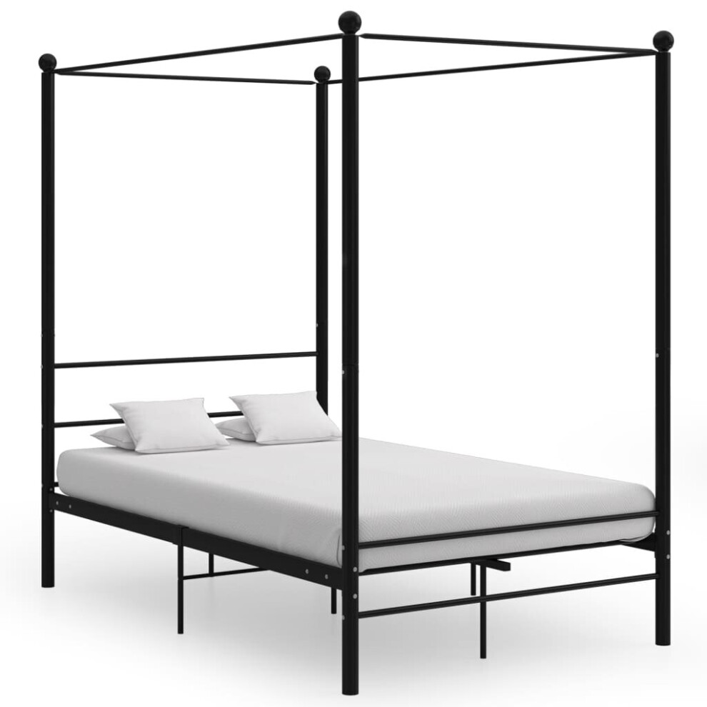 Vidaxl Canopy Bed Frame Black Metal 140X200 Cm Bedroom Furniture Bed Base