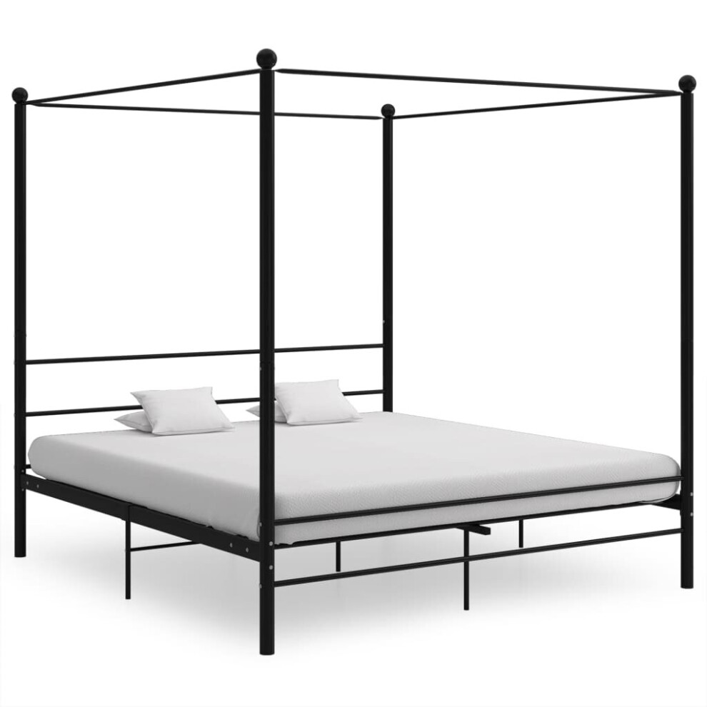 vidaXL Canopy Bed Frame Black Metal 200x200 cm Bedroom Furniture Bed Base