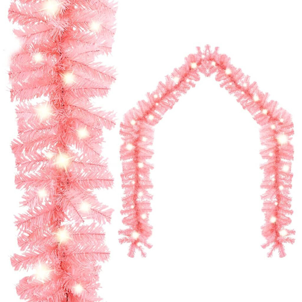 Vidaxl Christmas Garland With Led Lights 5 M Holiday Xmas Decoration Pink