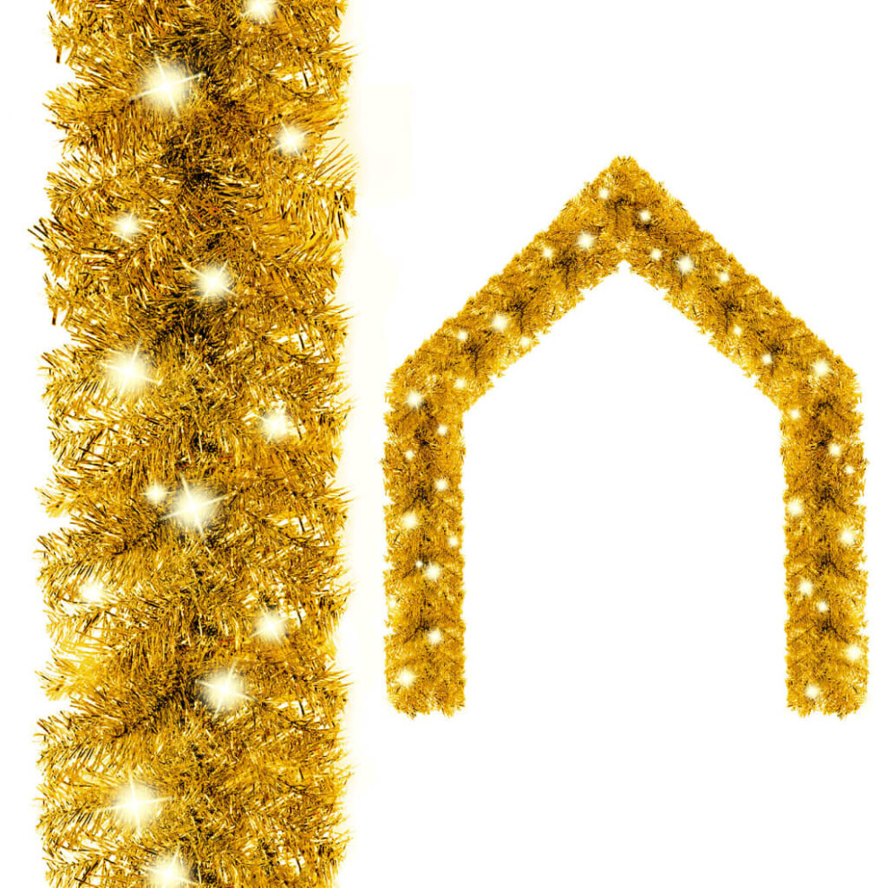 Vidaxl Christmas Garland With Led Lights 5 Holiday Xmas Decoration Gold 5M