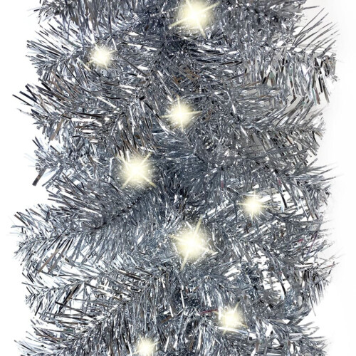 VidaXL vidaXL Weihnachtsgirlande mit LED 10 m Silbern 2