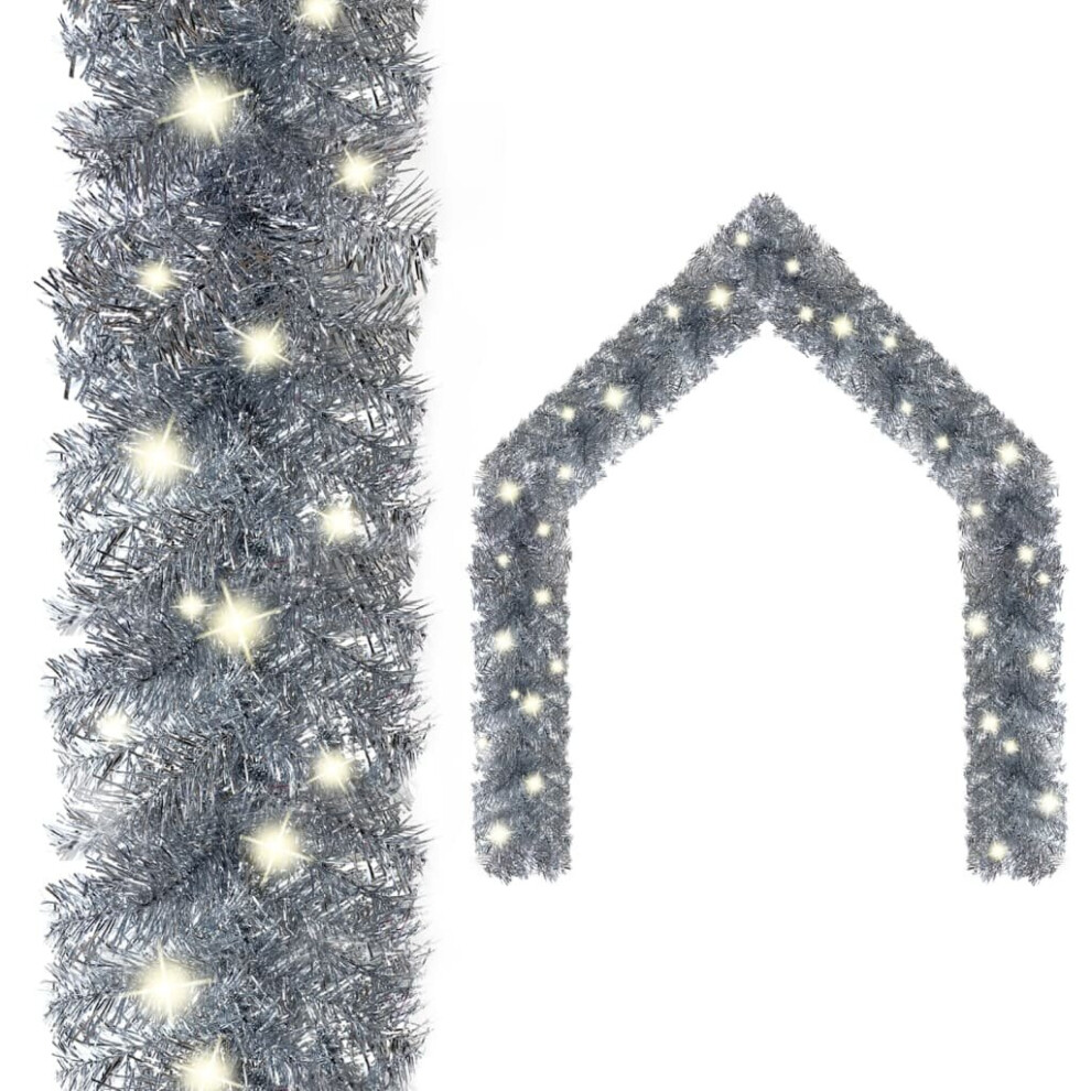 vidaXL Christmas Garland with LED Lights 20 m Silver Holiday Xmas Decoration