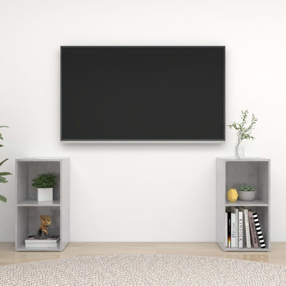 Vidaxl 2X Tv Cabinets Concrete Engineered Wood Sideboard Stereo Cabinet Grey