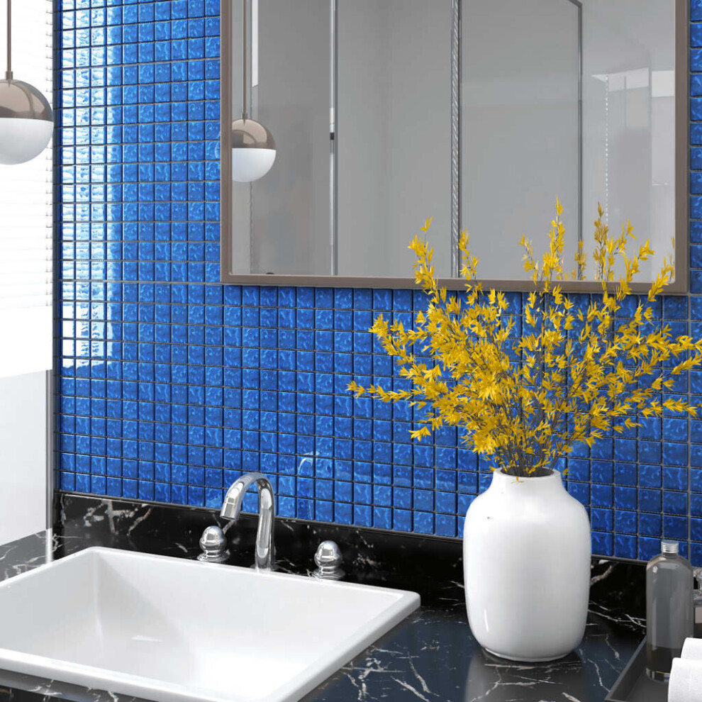 vidaXL 11x Self-adhesive Mosaic Tiles Blue 30x30 cm Glass Mosaic Tile Sheet