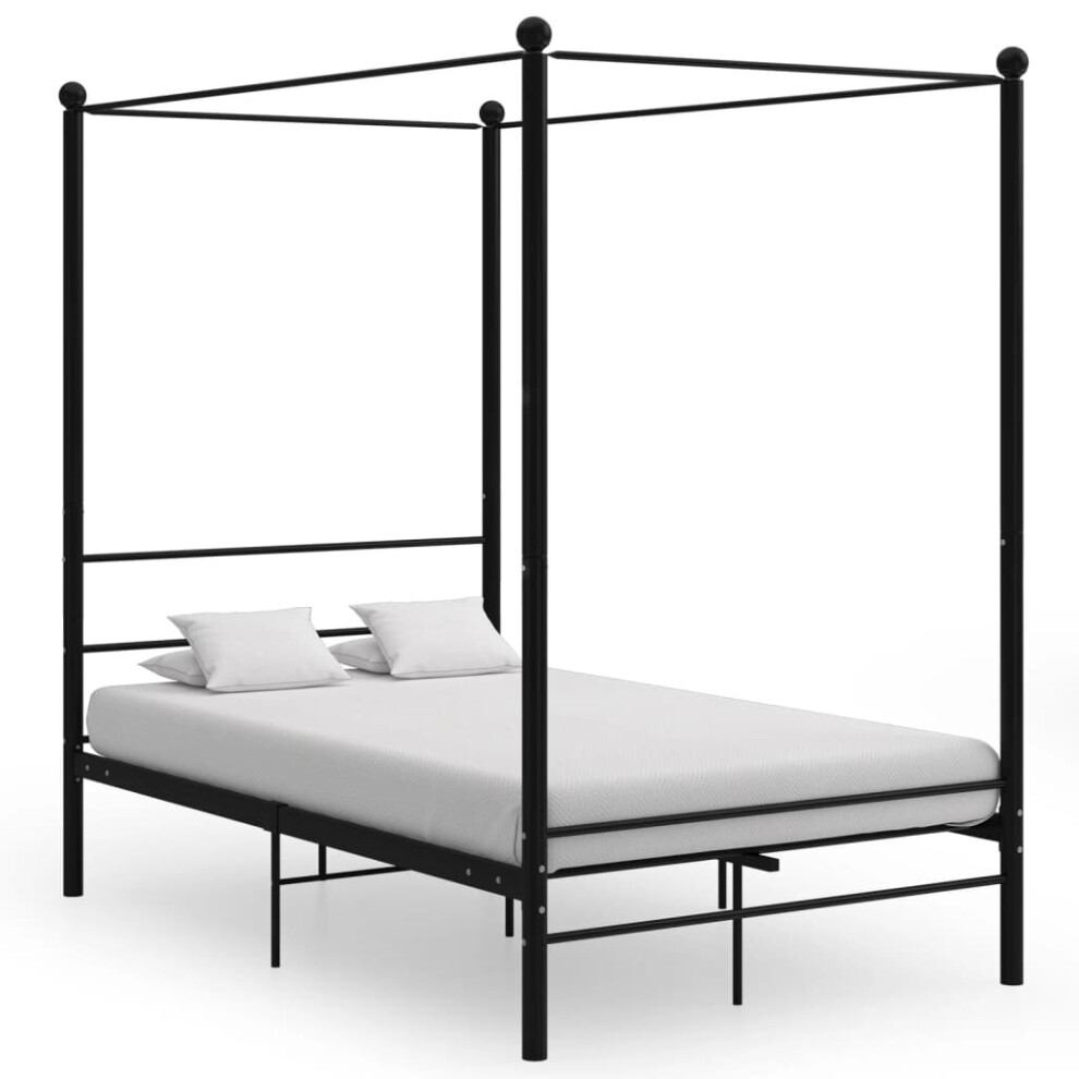 Vidaxl Canopy Bed Frame Black Metal 120X200 Cm Bedroom Furniture Bed Base