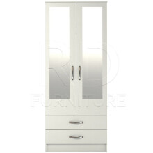 Ready assembled Classic 2 Door 2 Drawer Mirrored Wardrobe White