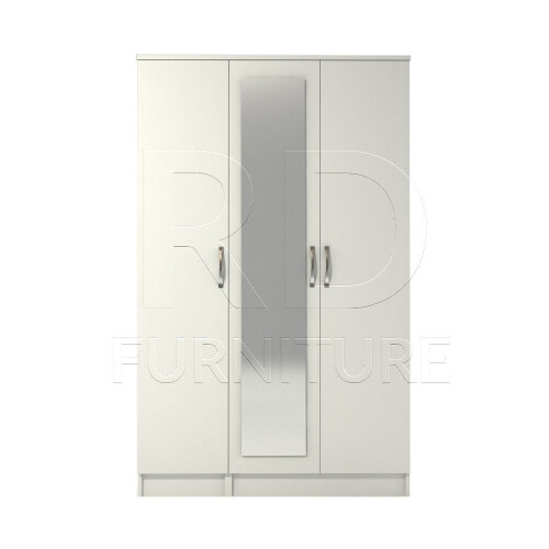RD Furniture Ready assembled Classic 3 Door Mirrored Wardrobe White