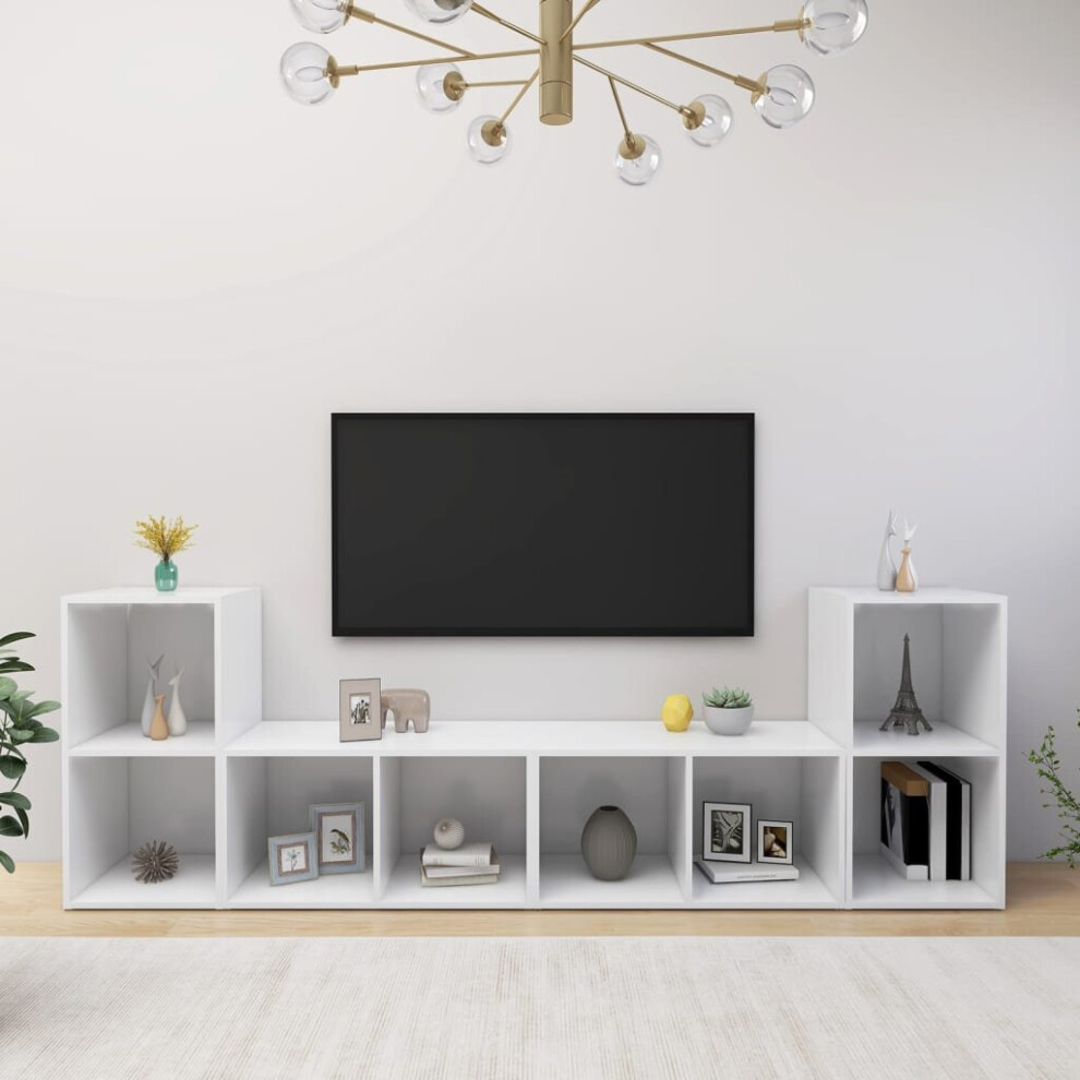 vidaXL 4x TV Cabinets White Chipboard Home Furniture TV Stand Cabinet Unit