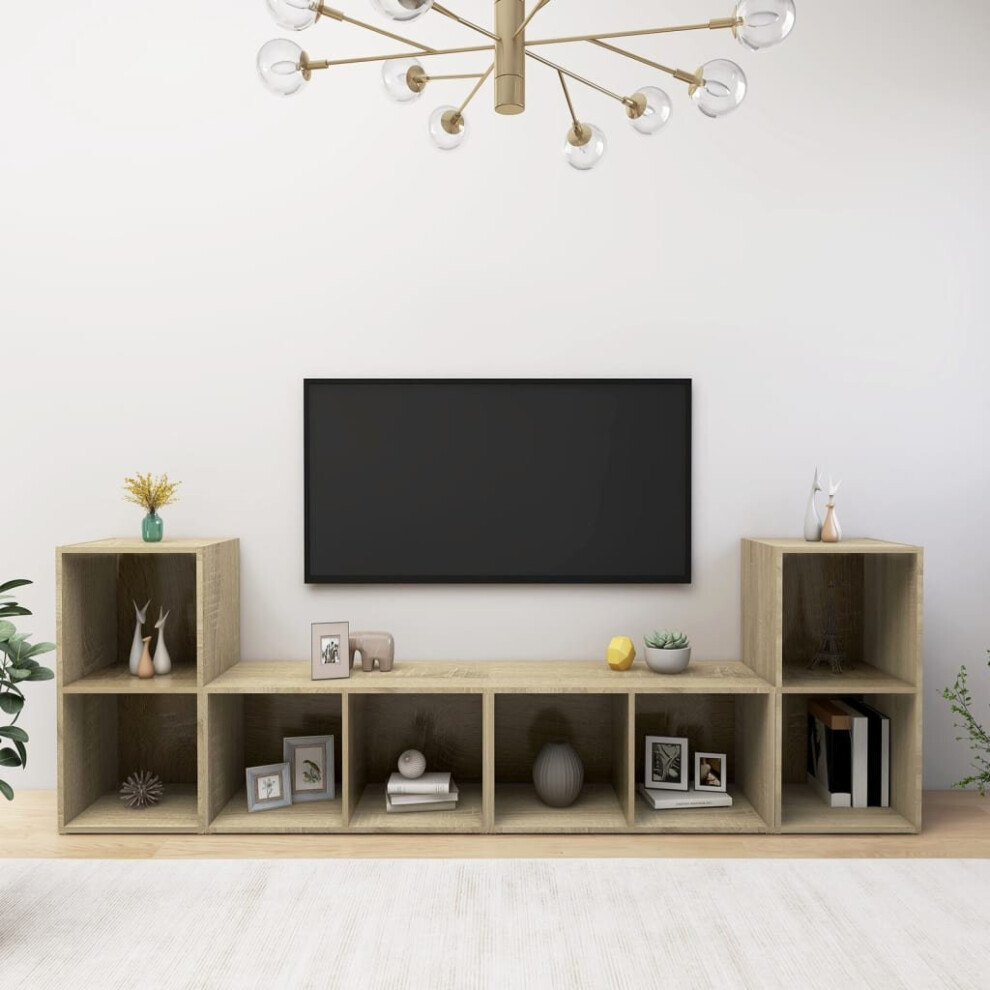 vidaXL 4x TV Cabinets Sonoma Oak Chipboard Home Furniture TV Stand Cabinet