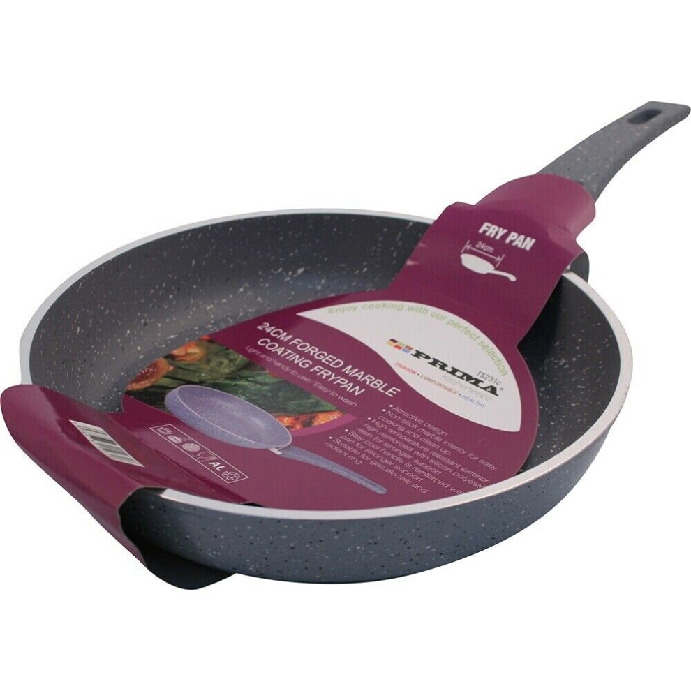 24CM NON STICK FRYING PAN COOKING KITCHEN HANDLE COOK MARBLE COATED