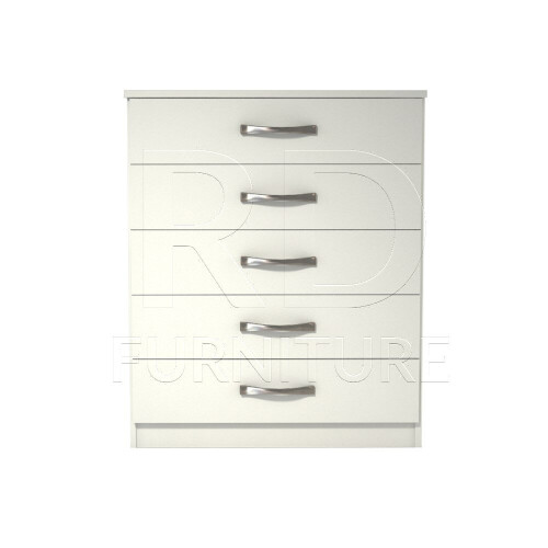 RD Furniture Ready assembled Classic 5 Drawer Chest White