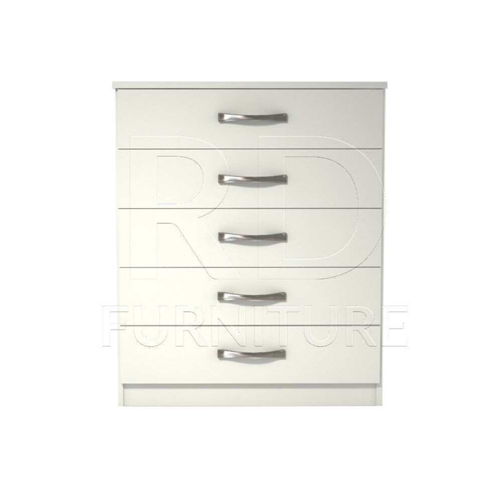 Ready assembled Classic 5 Drawer Chest White