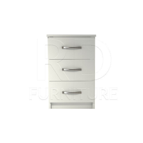 RD Furniture Ready assembled Classic 3 Drawer Bedside White