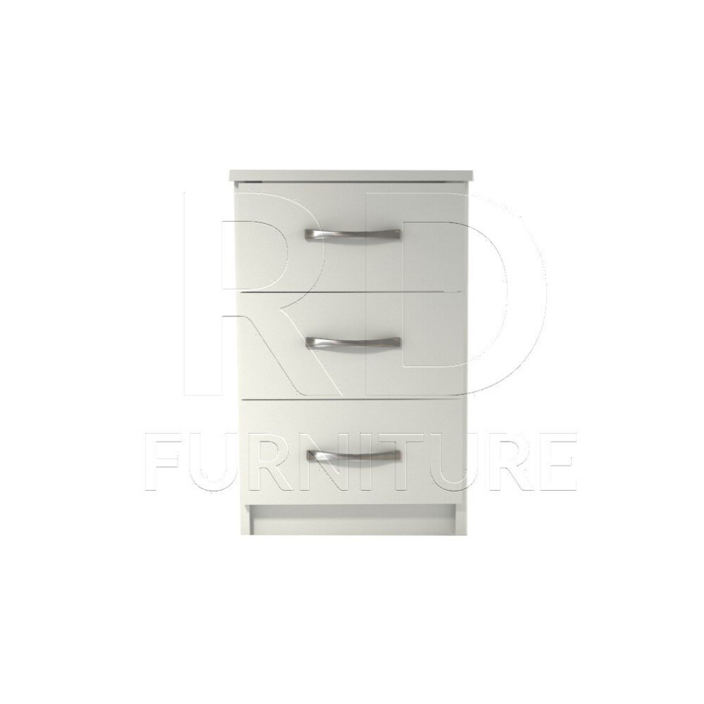 Ready assembled Classic 3 Drawer Bedside White