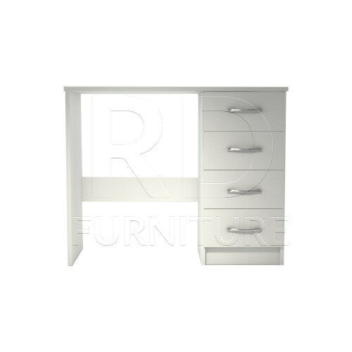 RD Furniture Ready assembled Classic Dressing Table White - 4 Drawers, Metal Handles, Smooth Gliders, Laminated Chipboard, Wall Fixing Required