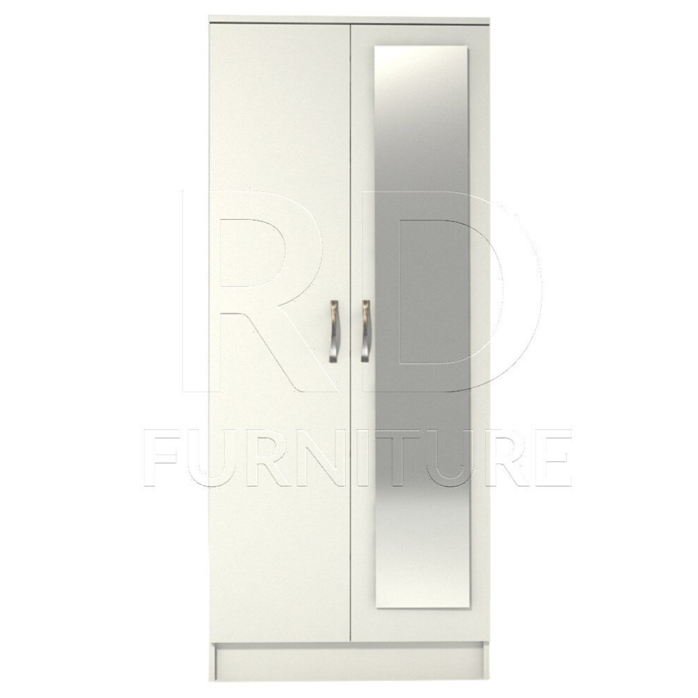 Ready assembled Classic 2 Door Mirrored Wardrobe White