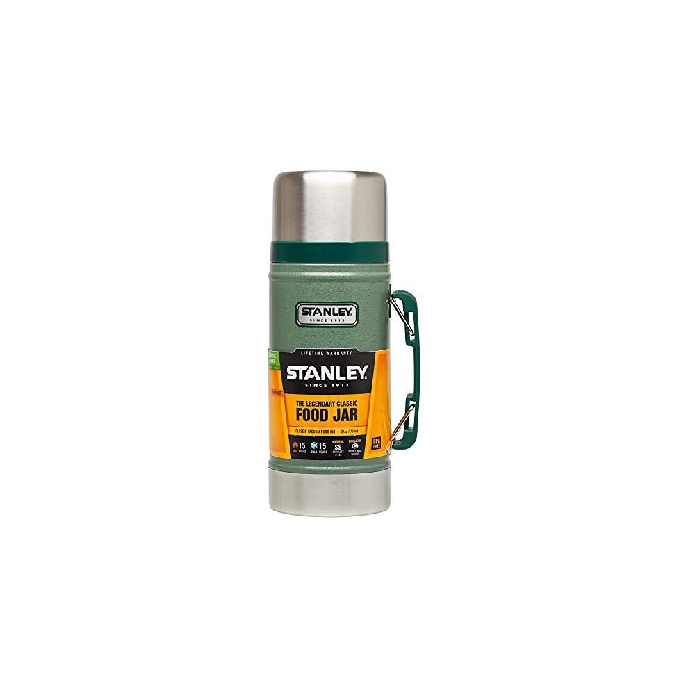 LIKE-NEW Stanley Double Wall Vacuum-18-8 Insulated Lid-Leak Proof, Stainless Steel, Hammertone Green, 0.7 Litre