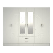 Ready assembled Classic 6 Door Mirrored Wardrobe White