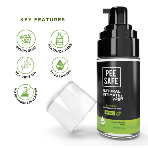 PEESAFE Natural Intimate Wash για άνδρες με εκχυλίσματα Αγιουρβέδα - 100 ml 1
