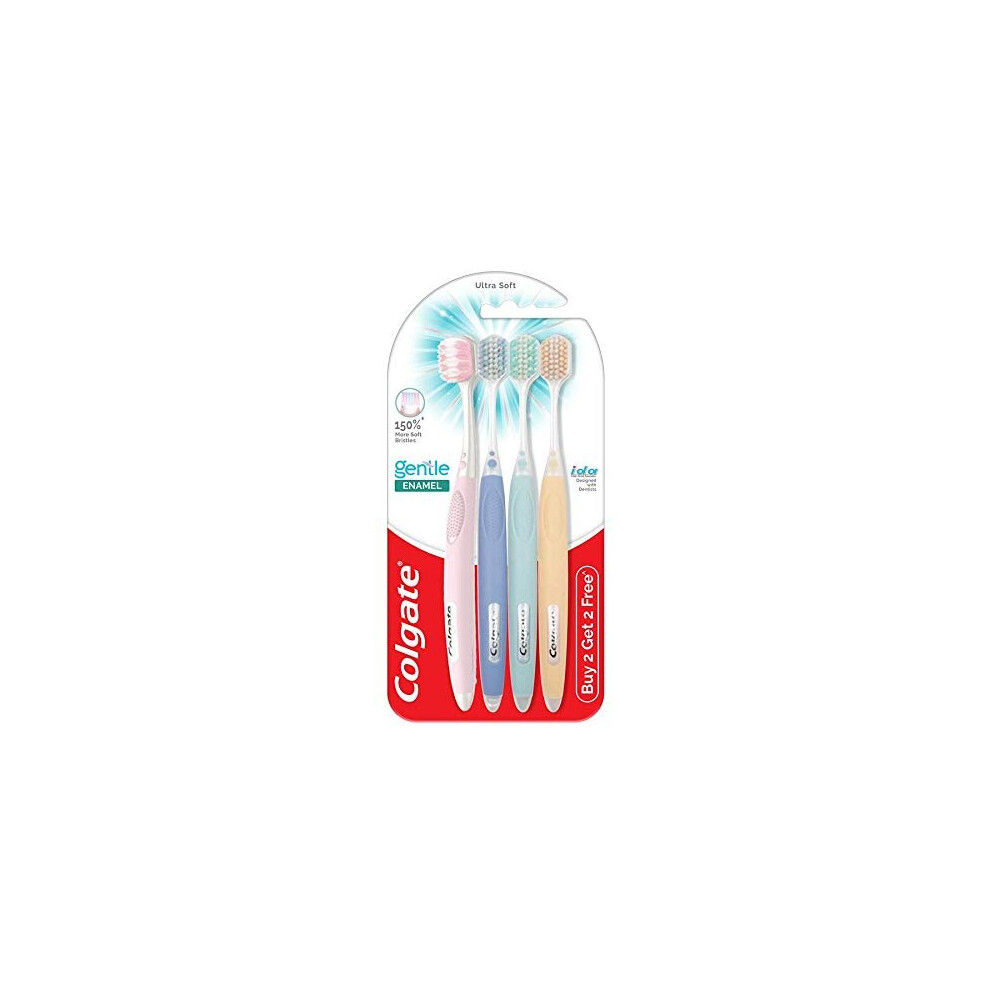 Colgate Gentle Enamel Ultra Soft Bristles Toothbrush, 4 Pcs (Buy2 Get 2), Soft Bristles for Enamel Care