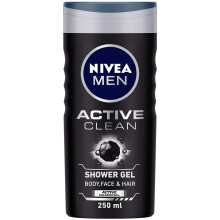 NIVEA MEN Hår, Ansikte & Kropp Tvätt, Active Clean Duschgel, 250ml