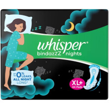 Whisper Bindazzz Nights Sanitary Pads, XL+ 44 Napkins