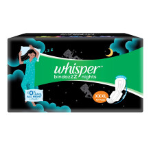 Whisper Bindazzz Night Sanitary Pads For Women, XXX-Large Pack of 10 Napkins