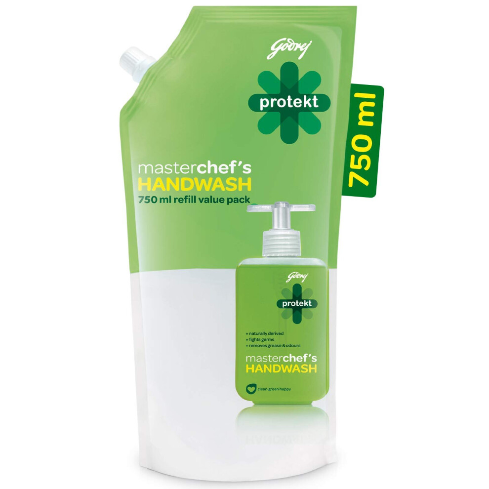 Godrej Protekt Germ Fighter Handwash Refill, Lime - 750Ml, 99.9% Germ Protection, With Glycerin & Coconut Oil