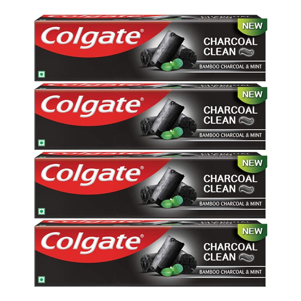 Colgate Charcoal Clean Black Gel Toothpaste, 480g (120g x 4), Bamboo Charcoal and Wintergreen Mint for a Clean Mouth Experience