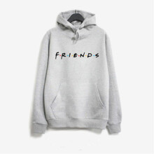 (Gray, S) Women's FRIENDS Print Hoodie Loose Top Hooded Sweatshirt