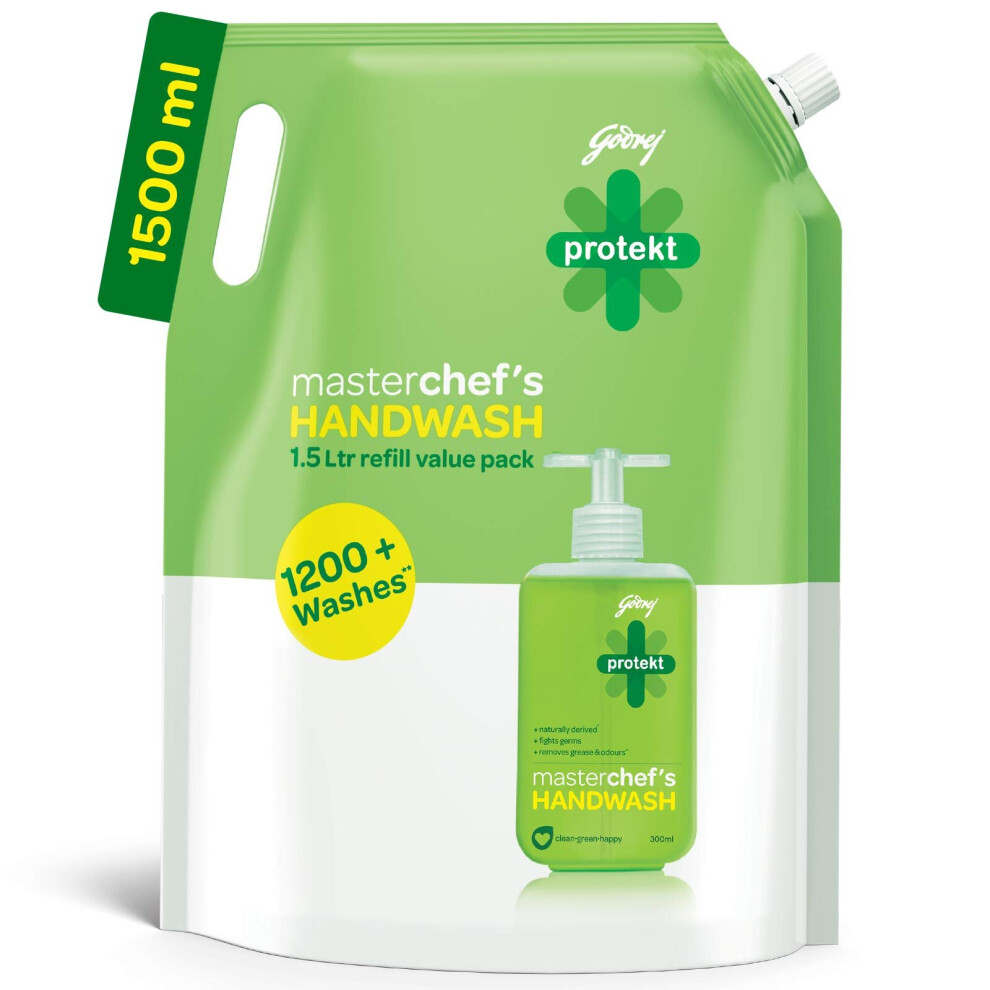 Godrej Protekt Masterchef's Germ Protection Liquid Handwash Refill, 1500Ml
