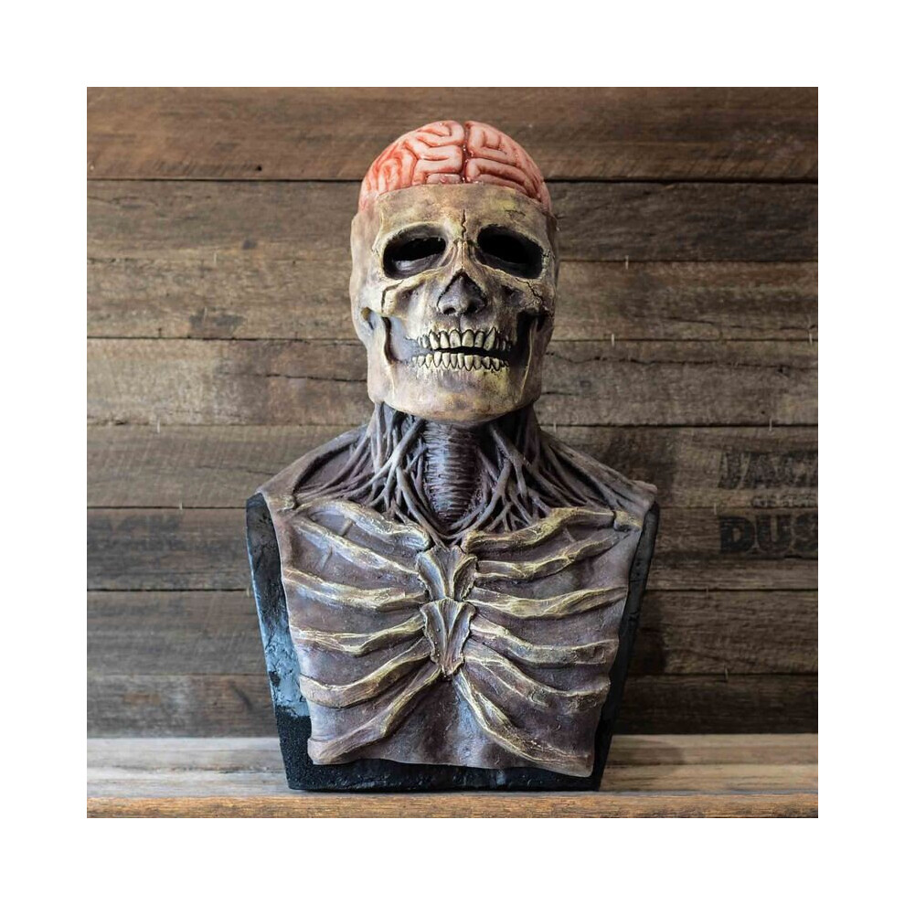 (Redlmask, Onesize) Halloween Props Skull Horror Mask Silicone Full Headpiece Black