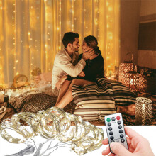 (Cool White, 3*3M) 300LED Curtain Fairy String Light Garden Chrismas Party Twinkle Lights