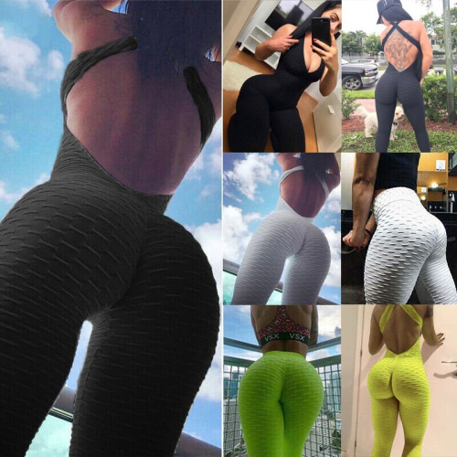 Womens Yoga Jumpsuit Bodysuit Leggings Pants Anti Cellulite Exercise  Rompers Gym