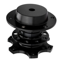 (Black) Universal Snap Off Steering Wheel Quick Lock Quick Release 6 Hole Hub Adapter Boss Kit For Car