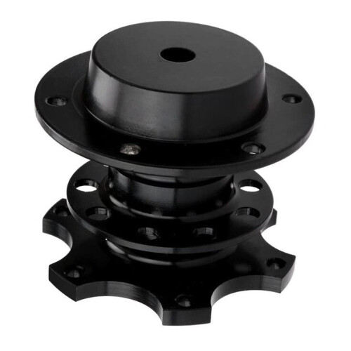 (Black) Universal Snap Off Steering Wheel Quick Lock Quick Release 6 Hole Hub Adapter Boss Kit For Car