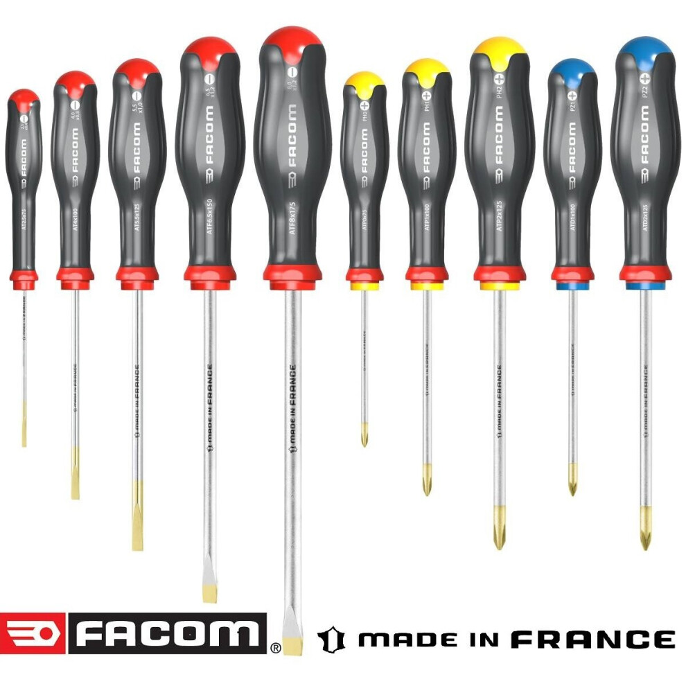 Facom Atw.j10 10 Piece Protwist Screwdriver Set Slotted, Pozi Phillips 3662424097027