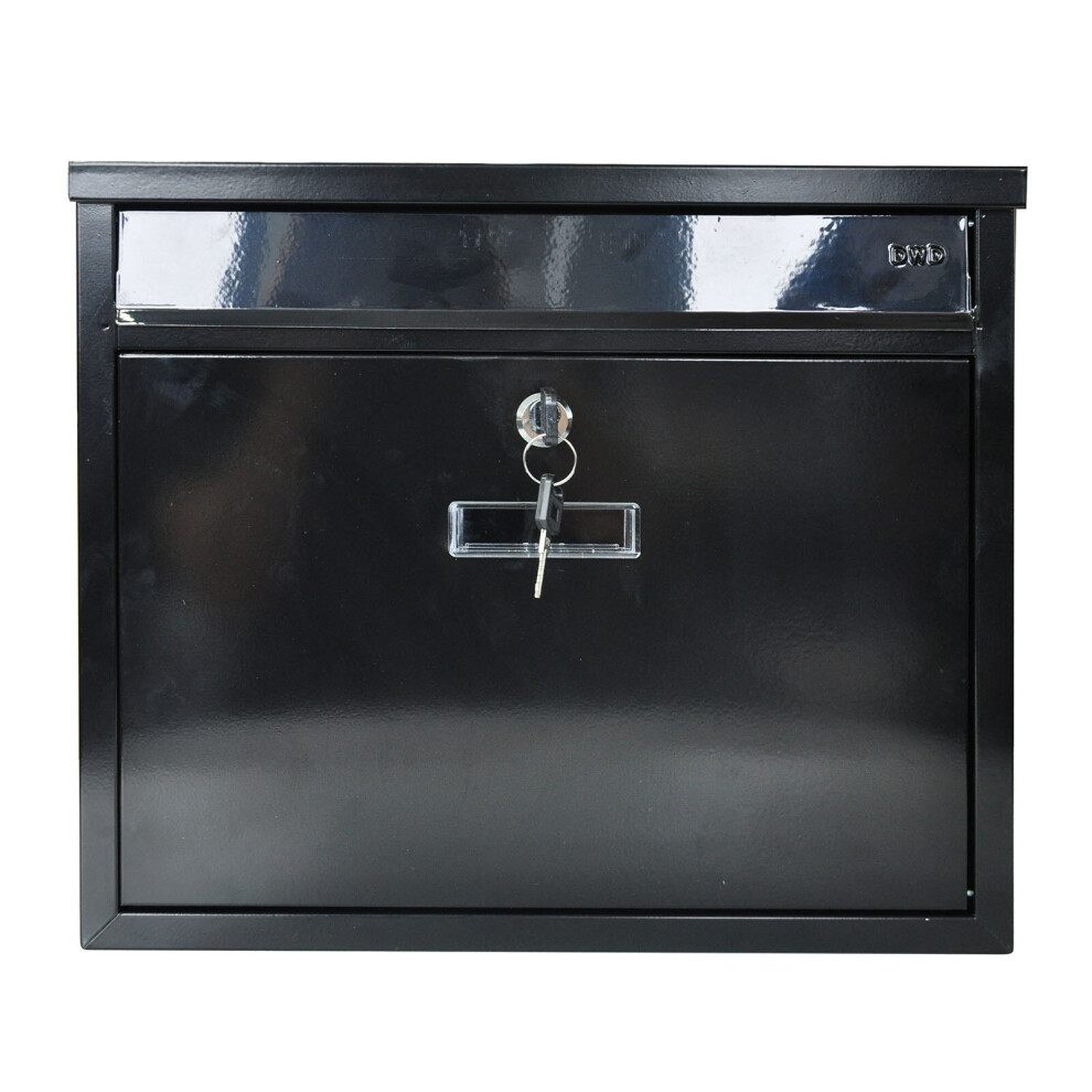 (Black) DWD Wall Mounted Steel Post Box with Front Slot