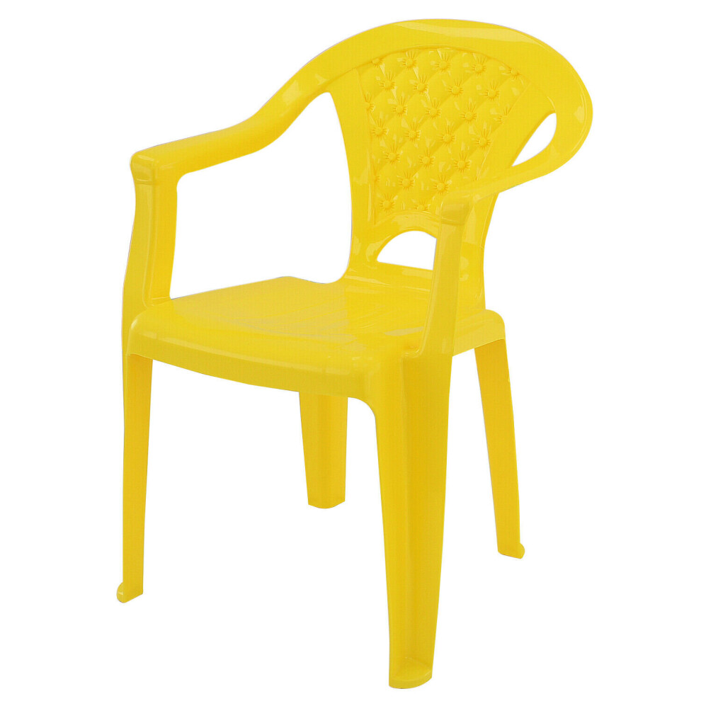 (Yellow, 1) Kids Plastic Chairs Stackable Nursery Coloured Party Play Garden Indoor Outdoor