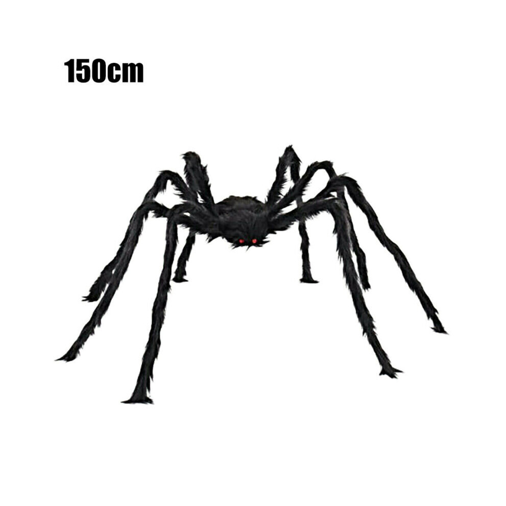 (150Cm) Halloween Giant Spider Soft Hairy Scary Spider Outdoor Indoor Decor Black