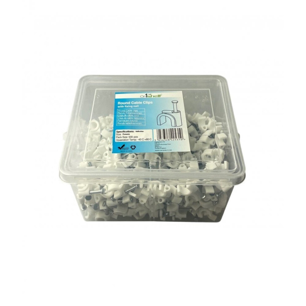 (7Mm) White Round Cable Clips K-Type Trade Box 5056328425310