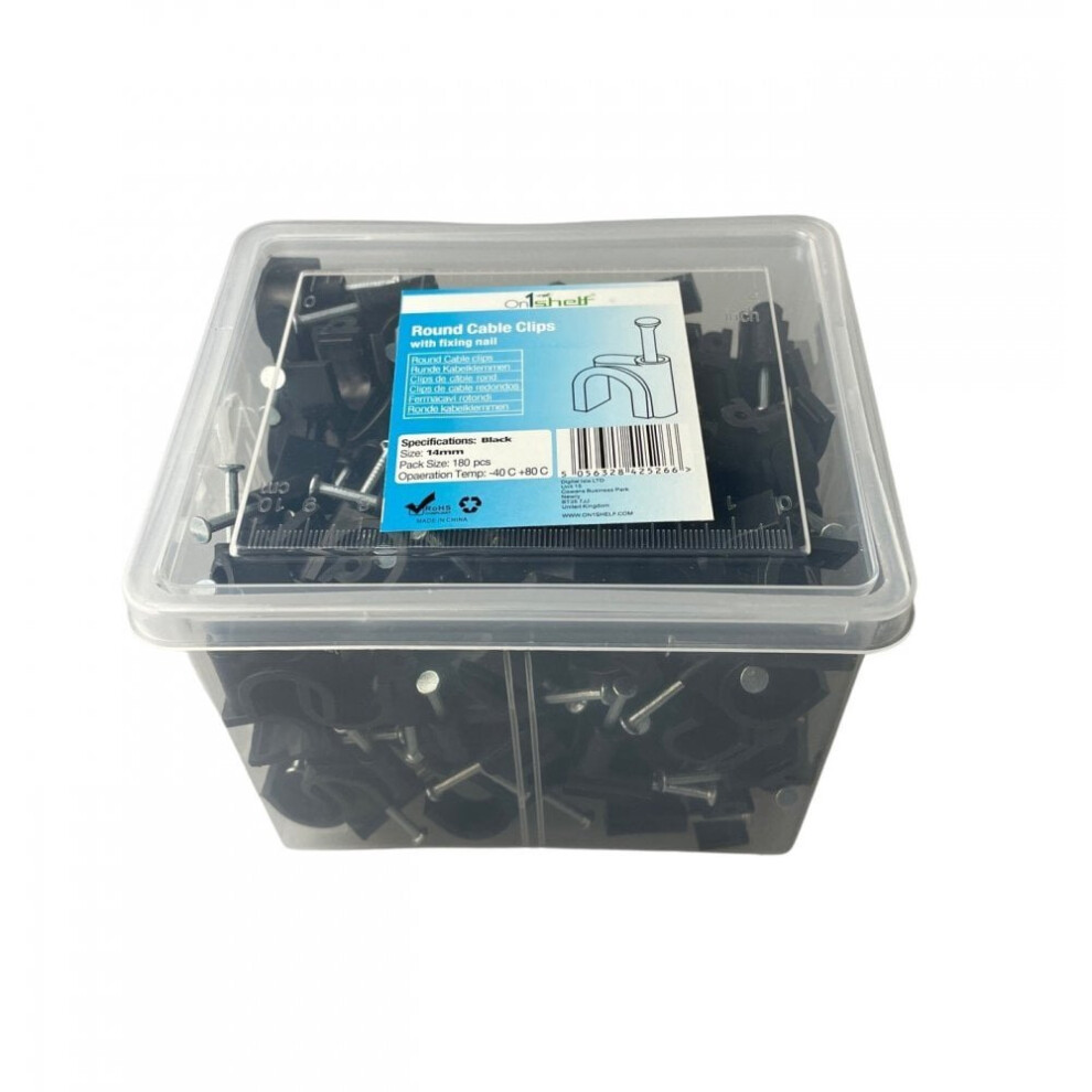 (14Mm) Black Round Cable Clips K-Type Trade Box 5056328425266