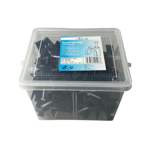 (16mm) Black Round Cable Clips K-Type Trade Box