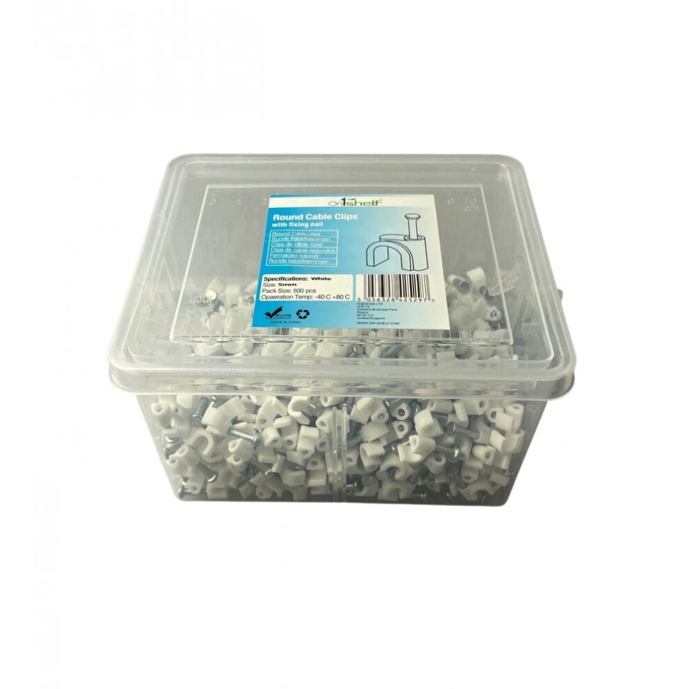 (5Mm) White Round Cable Clips K-Type Trade Box 5056328425297
