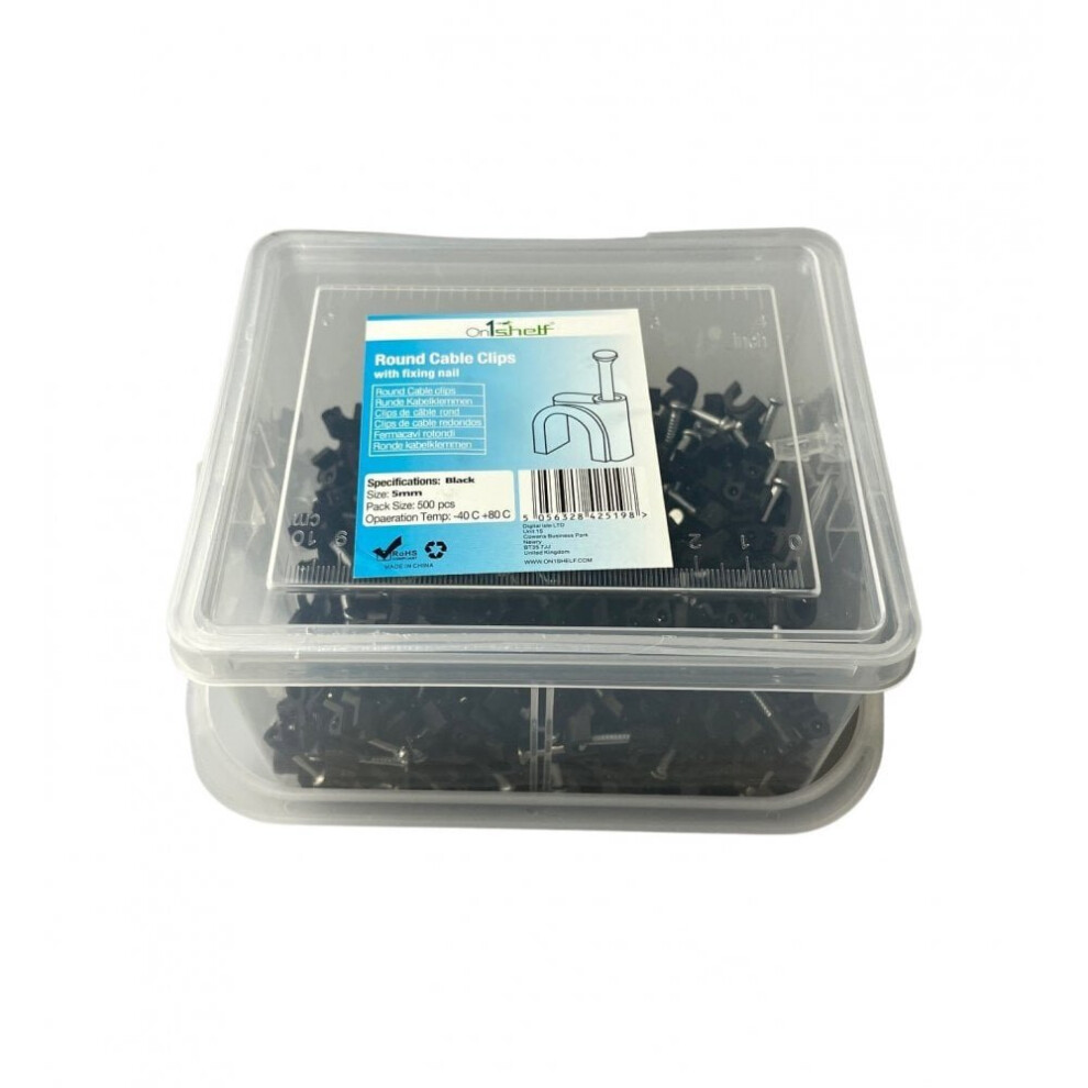 (5Mm) Black Round Cable Clips K-Type Trade Box 5056328425198