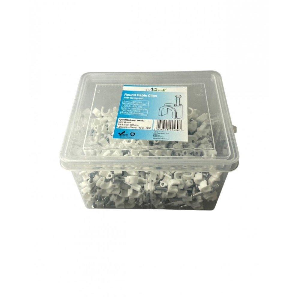 (6Mm) White Round Cable Clips K-Type Trade Box 5056328425303