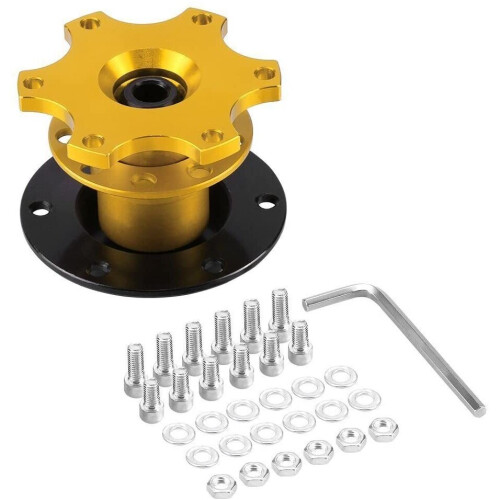 (Glod) Universal Snap Off Steering Wheel Quick Lock Quick Release 6 Hole Hub Adapter Boss Kit For Car 1