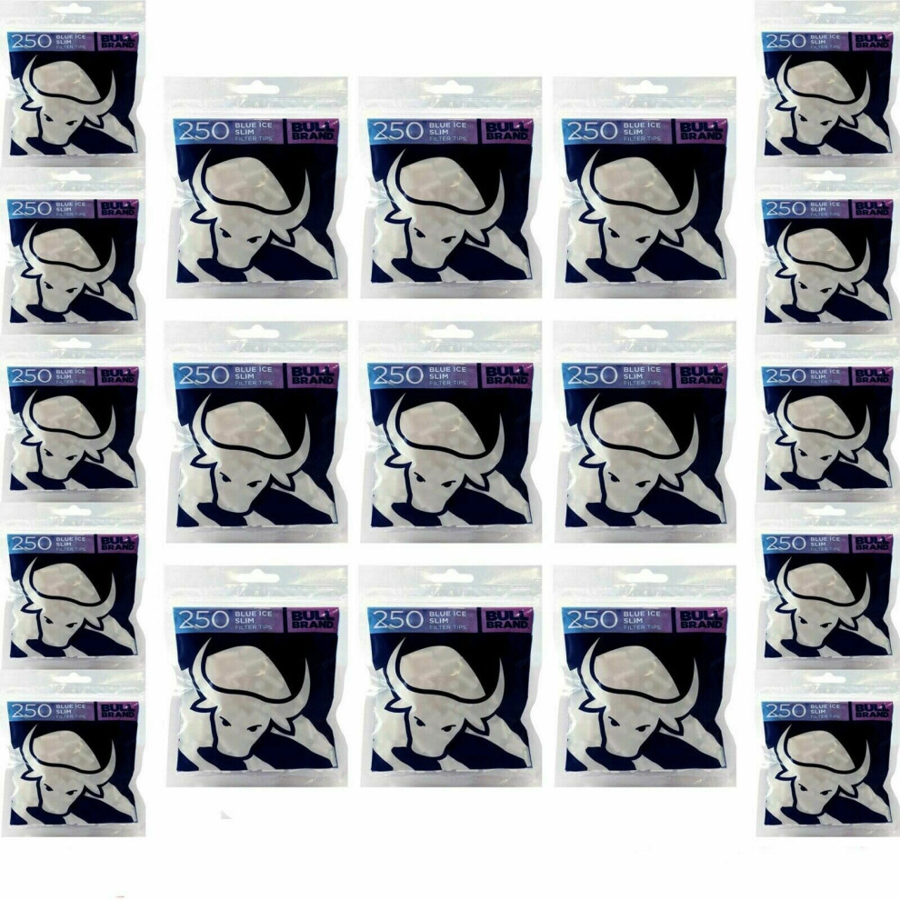 Bull Brand Blue Ice Filter Tips Slim Bags Fresh Berry Flavour Tobacco Smoking Uk 250 Bags